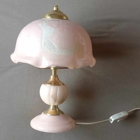 Lampe - alabast - vintage - gull - messing!