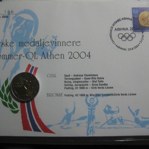 Myntbrev  Bergen Mynt nr 43 Norske medaljevinnere  OL Athen 2004