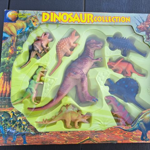 Dinosaurer, sett med 9 plastleker.