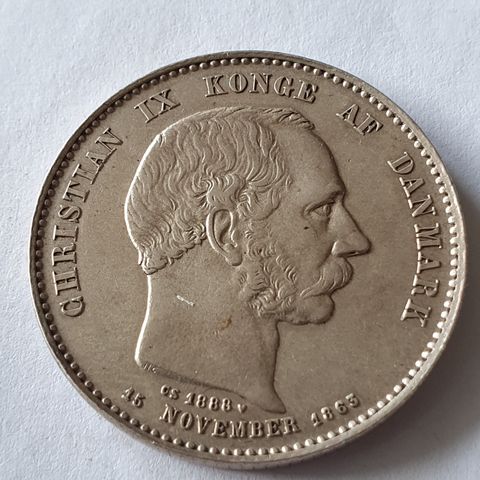 2 kr 1888 Danmark sølvmynt