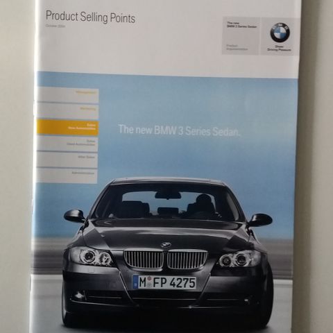 BMW 3 Serie Sedan ( E90) -brosjyre. ( Selling Points)