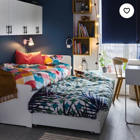 SLÄKT IKEA Seng med underseng og oppbevaring, hvit- med madrasser