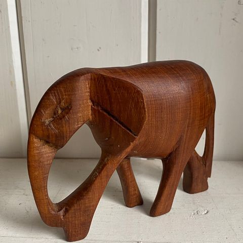 Vintage elefant i teak