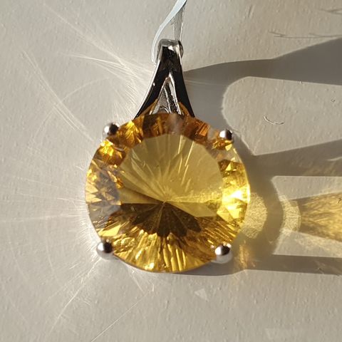 Yellow Gul Fluorite Sølv 925 Silver Limited Edition Pendant Anheng 7ct