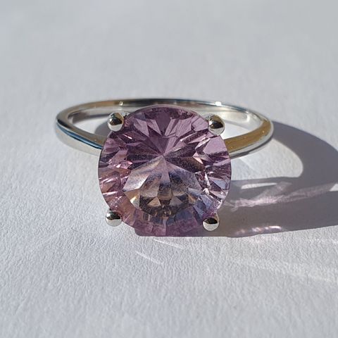 Purple Lilla Flourite 4ct Sølv 925 Silver Limited Edition Ring Str. 54.5