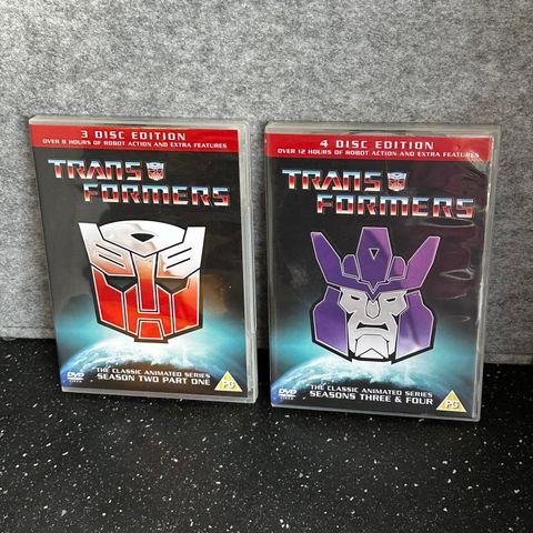 TRANSFORMERS tegneserie DVD sesong 2 del 1 + Sesong 3 og 4 fra 1986