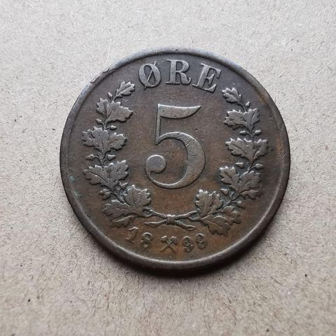 5 øre 1899 Oscar II