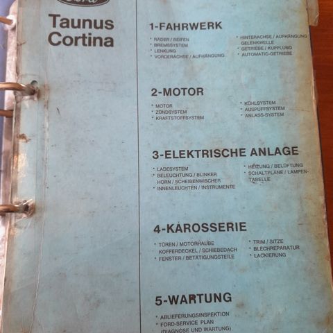 Original Ford Workshop Manual til Taunus / Cortina 1971 - 73 mod.