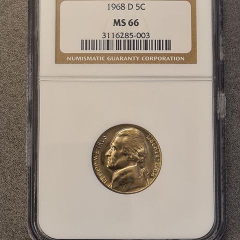 USA 5 Cent 1968 D - NGC MS66