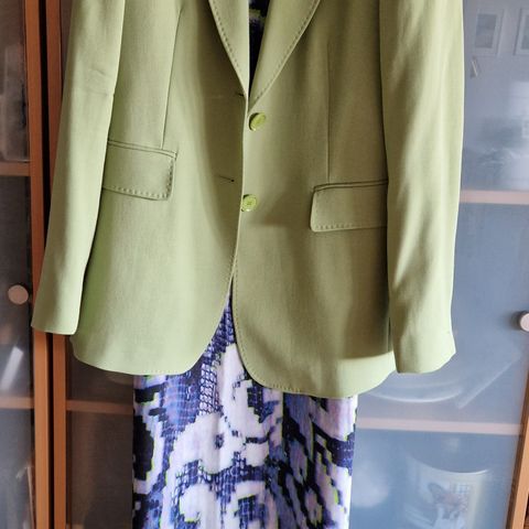 Ny sjelden fin kjole design Feraud blazer Max Mara grønn jakke L