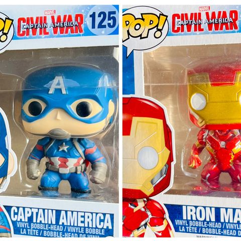 Funko Pop! Captain America (215) & Iron Man (216) Marvel Civil War (MCU)