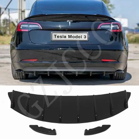 Tesla Model 3 2017-2023 ABS Spoiler nedre del bak svart