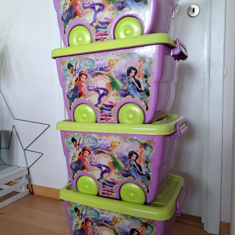 Disney Fairies oppbevaringsbokser med lokk og hjul
