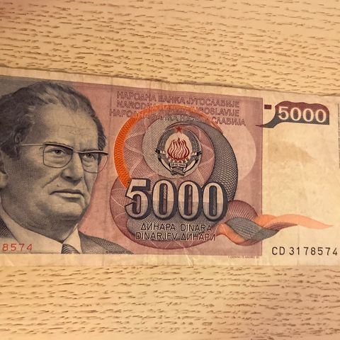 Jugoslavia 5000 Dinara selges