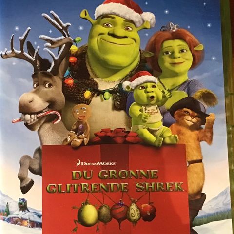 Shreks første Julespesial!  Du grønne glitrende Shrek DVD 🔥Som ny!! #julefilm