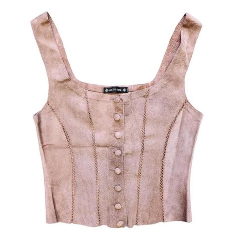 Vintage Plein Sud topp i 100% skinn, str. XS