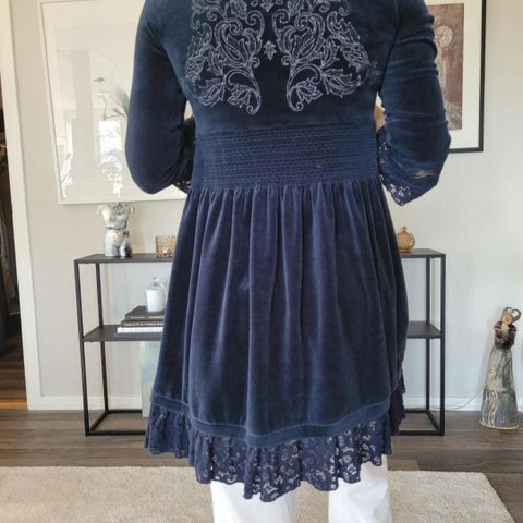 Odd Molly 787 Velour Dress blue💝 Limited edition. Vakker!