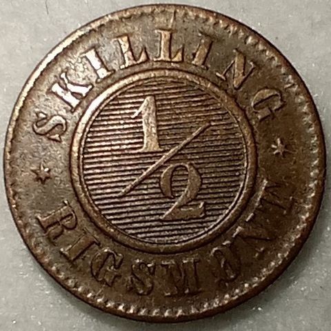 Danmark ½ skilling 1857 Altona myntverk NY PRIS
