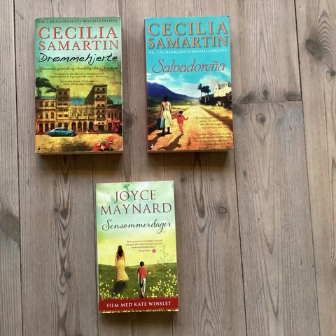 Bøker av Cecilia Samartin og Joyce Maynard.