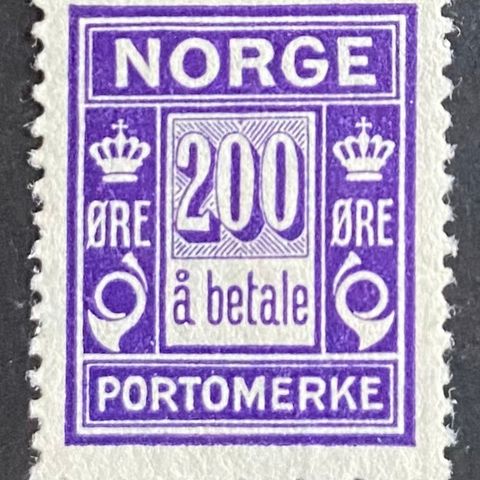 Norge frimerker ustemplet, nk porto 17 *, 200 øre «å betale», pent merke