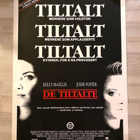 De tiltalte (1988) - original norsk kinoplakat