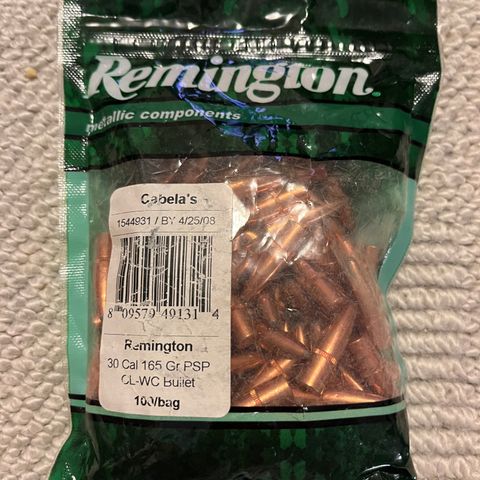 Jaktkuler Remington Core Loct kal.30 / 165 grain selges (pose med 100 kuler)