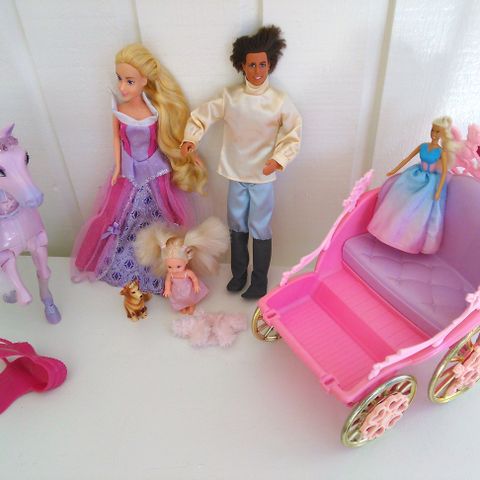 Vintage og nyere. Mattel det meste. Spennende Prinsesse lott, gullende rent.