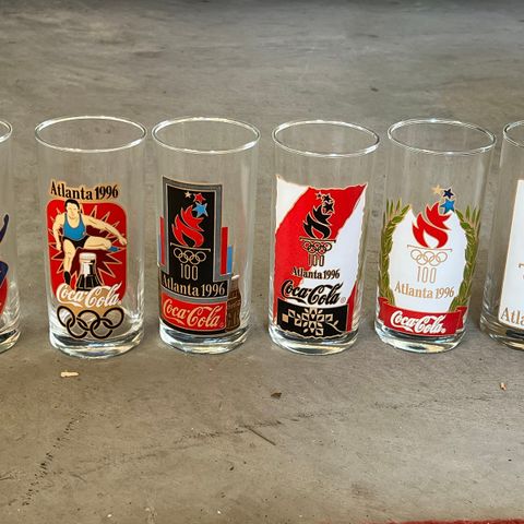 6 stk OL Atlanta 1996 glass - Coca Cola - ubrukt.