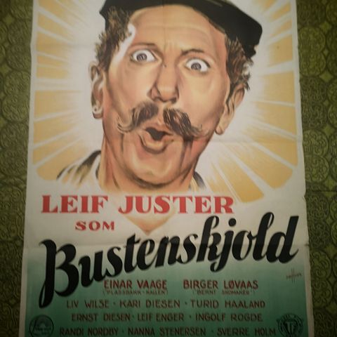 Kinoplakat, Bustenskjold med Leif Juster