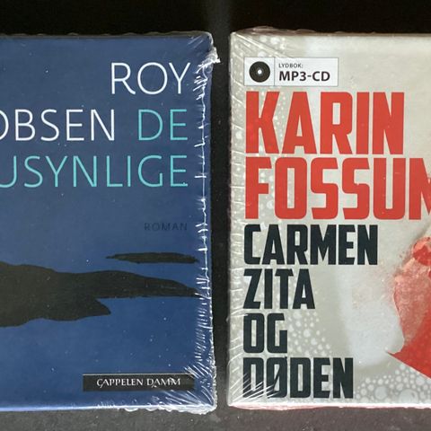 MP3-CD-KARIN FOSSUM «CARMEN ZITA OG DØDEN» .ROY JACOBSEN «DE USYNLIGE»