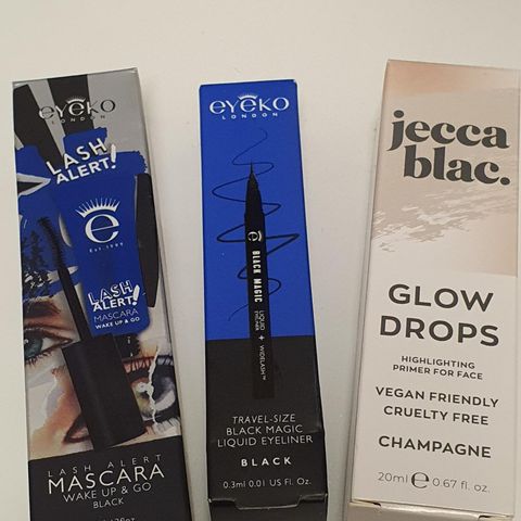 Eyeko eyeliner, mascara +glow drops