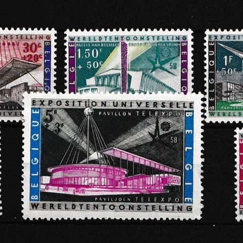 Belgia 1958 - Verdensutstillingen Brussel - komplett postfrisk serie (B9)