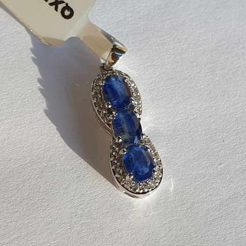 Nepalese Sundar Kyanite & White Topaz Silver 925 Sølv Pendant Anheng 3.32cts