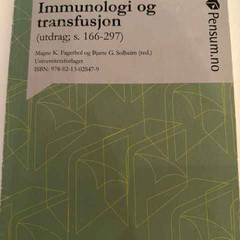 Immunologi og transfusjon (Magne K. Fagerhol og Bjarte G. Solheim)