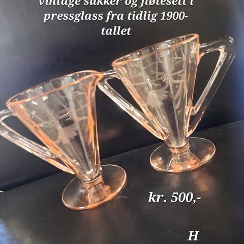 Presseglass sett sukker og fløte 1900s