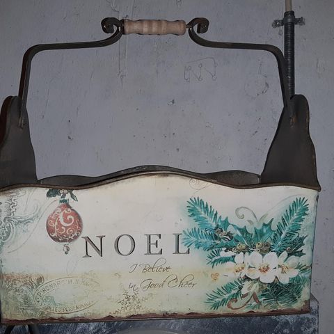 Eldre rosemaling vintage boks, oppevaring,  blomster potte.