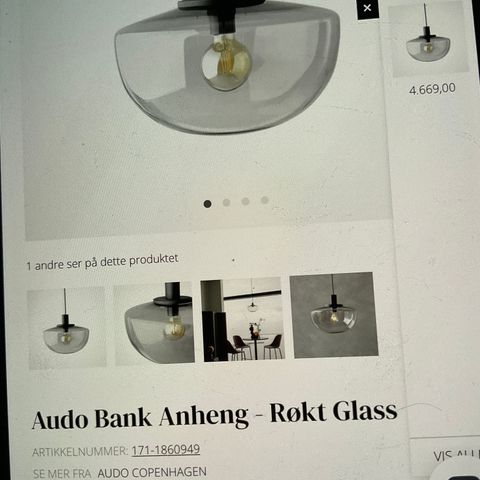 Lekker taklampe- Menu Audi pendant i røkt glass