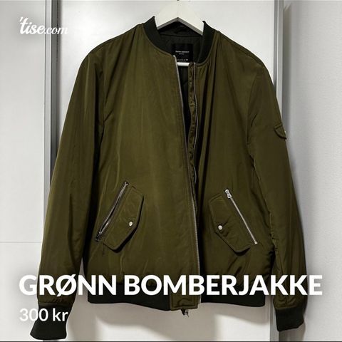 Grønn bomberjakke str L