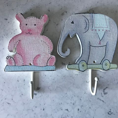 Pair of Wood & Metal Wall Hooks