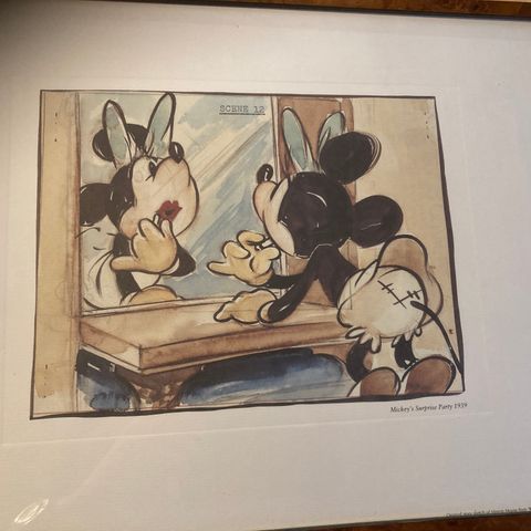 "Mickey's surprise party" trykk av storyboard skisse