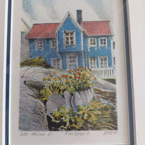 Litografi Fra Grip. Kunstner Kjell Thorjussen.
