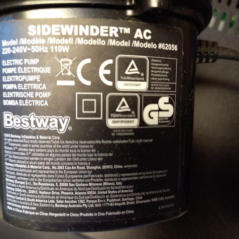 Elektrisk luftpumpe 220V fra Bestway  ny