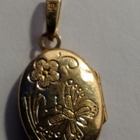 Nydelig liten gull medaljong 585