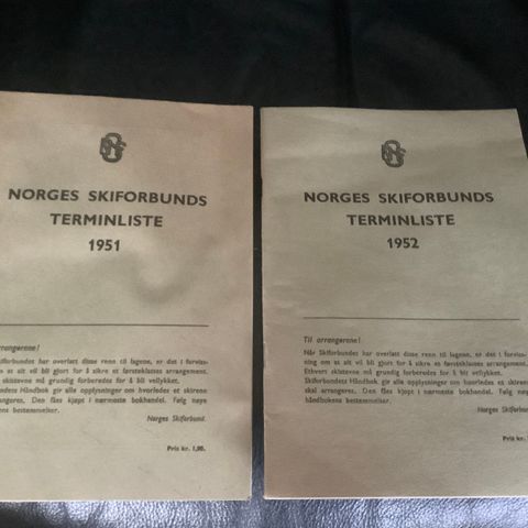 Norges Skiforbunds terminliste 1951 og 1952