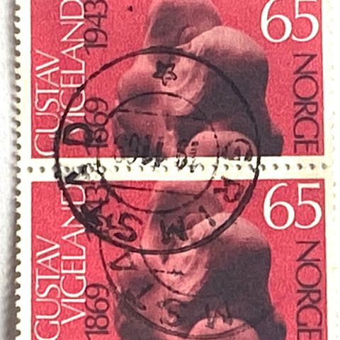 Norge 1969 Gustav Vigeland  2 stk NK 632 Pent stempel: GRIMSTAD 19. 11. 69