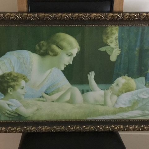 Gammel ramme - Fr. Laubnitz - mor, barn og engler