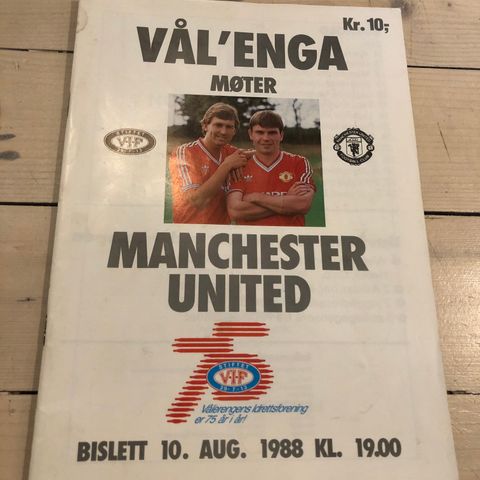 Vålerenga mot Manchester United 1988 fotballprogram