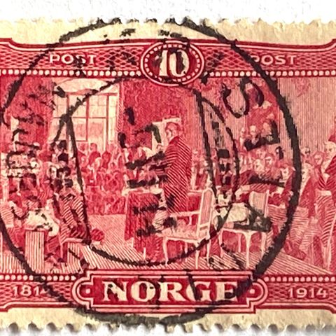 Norge 1914 Grunnlovsjubileum NK 115 Pent stempel: KRISTIANIA MAORST? 5 IV 14
