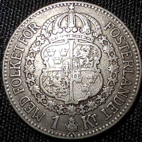 Sverige 1 krona 1923 .800 sølv NY PRIS