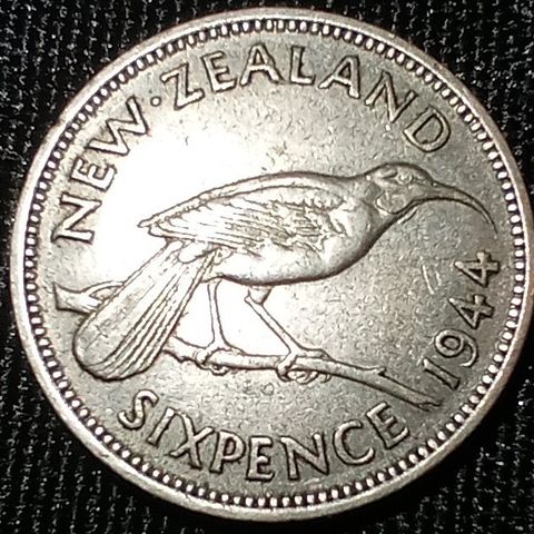 New Zealand 6 pence 1944 .500 sølv NY PRIS